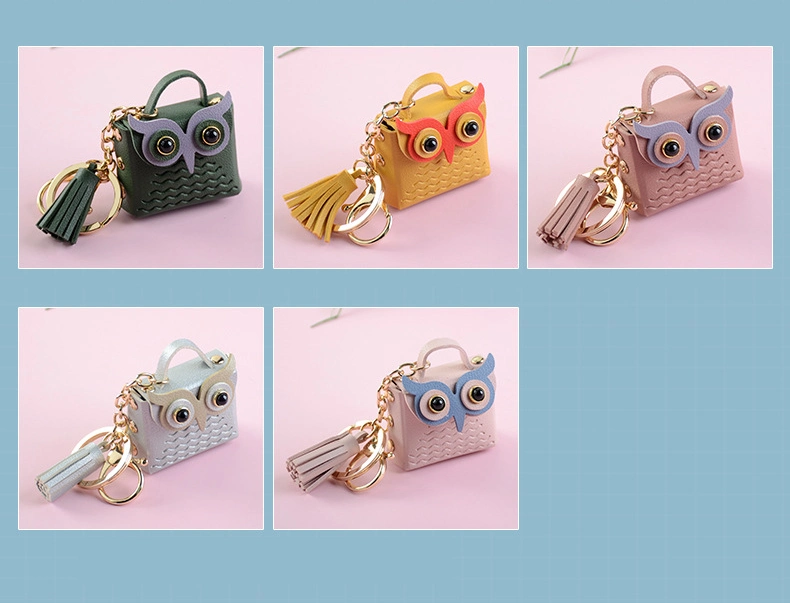 FT093 Purse Airpod Case PU Rhinestone Bulk Women Wholesale Fashion Girl Car Charm Leather Luxury Cute Bag Accessory Owl Keychain